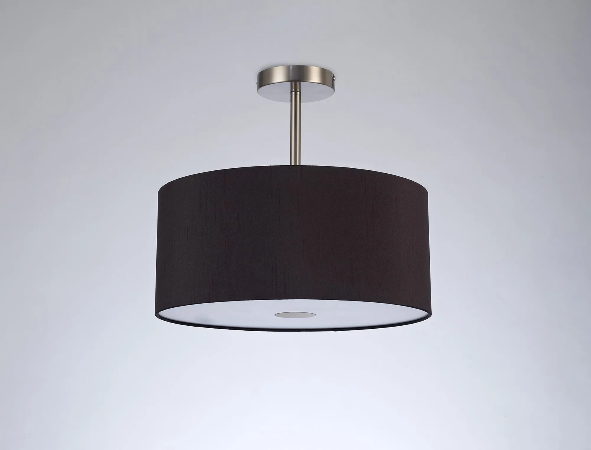 Baymont 40cm Semi Flush 3 Light Satin Nickel, Midnight Black/Green Olive, Frosted Diffuser DK0421  Deco Baymont SN BL/GR